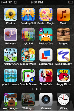 an iPod home screen